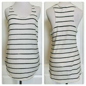 ALTERNATIVE EARTH White Black Striped SUPER SOFT Racerback Tank Top Summer M